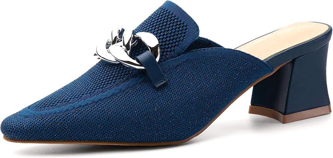 NEWBELLA Women's Pointed Toe Heeled Mules