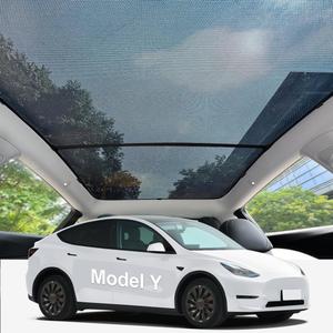 Lightweight mesh Sunshade Roof for Tesla Model Y(2020-2025),2 in 1 Upgraded Sunroof Windshield Shade,Foldable Front & Rear Sunroof UV & Heat Insulation Glass Roof Sun Shade for Model Y Accessories