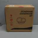 HaWare Stoneware Dinner Plates Set of 6, 10" Heavy Duty Ceramic Plate, Reactive Glaze Ripple Dinnerware for Home Restaurant, Chip and Scratch Resistant, Microwave and Dishwasher Safe, Matte Black