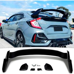 STSEV01 Rear Spoiler Wing Fit for Honda Civic Hatchback 2016-2021 EX/EX-L/LX/Sport/Touring (Hatchback Model only), Glossy Black HighKick Duckbill Type R Style DeckLid Lip Exterior Accessories