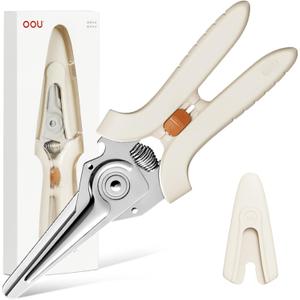 OOU White Bear Kitchen Scissors, All Purpose Heavy Duty Sharp Kitchen Shears Dishwasher Safe, Cooking Shears for Meat Chicken Fish Poultry Herb Bread
