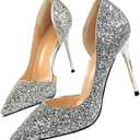 Dress First Womens Fashion Closed Toe Classic Pumps (8, Silver)
