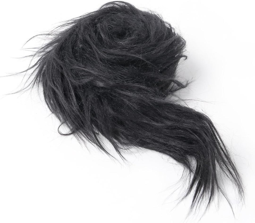 Shaggy Plush Faux Fur Fabric Precut Strips Black Fur Fluffy Fuzzy Craft Fur for Christmas Decoration DIY Craft Gnomes Beard Hair Dwarf Cosplay Costume (Black, 4x60 inch)