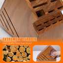 Teak Wood Knife Block Holder without Knives, 20 Slot Large Universal Wooden Knife Block Organizer with Wide Slots and Secure Stand, Countertop Butcher Block for Kitchen Storage