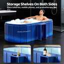 Portable Foldable Bathtub, Freestanding Bathtub No Installation, Bathroom SPA Soaking Bath Tub, Shower Stall Collapsible Hot & Ice Bath Tub (Blue with Storage Rack, 47.2"L x 21.6"W x 19.6"H)
