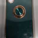 LeYi for Samsung Galaxy A16-5G Case: 2 Pack Tempered Glass Screen Protector and 360 Rotatable Ring Holder Magnetic Kickstand, Plating Rose Gold Edge para A 16 Case, Dark Green