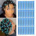 40pcs Perm Rods Set for Natural Hair Blue Plastic Cold Wave Rods Hair Curling Rollers with Steel Pintail Comb Rat Tail DIY Hairdressing Tools40pcs Blue (1 Count (Pack of 40))