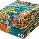 LUTBM Throw Blanket for Bed Couch Sofa Soft Cotton Twin Breathable Spring Blankets for Bedroom Living Room All Season Reversible Quilt Leopard Throws Whimsical Home Decor 60"x80"