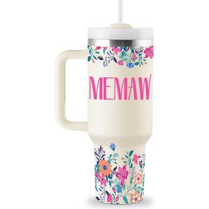Memaw Gifts for Memaw from Grandkids for Birthday Mothers Day Christmas 40oz Travel Cup Insulated Tumbler with Lid & Straw