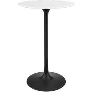 Modway Lippa 28" Round Wood Bar Table, White Top, Black Base