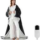 Wearable Heated Blanket with Foot Pocket, Electric Snuggle Throw Blankets Robe with Sleeves for Women Men Gift, 8 Heat Levels & 6 Timer Settings, 50"x 70",Grey