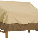 Classic Accessories Veranda Water-Resistant 58 Inch Deep Seated Patio Sofa/Loveseat Cover, Patio Furniture Covers (Pebble/Bark/Earth)