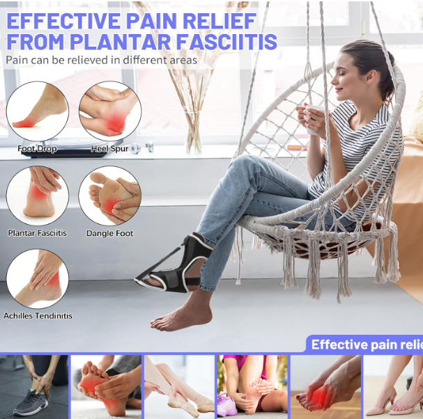 Plantar Fasciitis Night Splint: 2 Pack Plantar Fasciitis Brace for Women Men with Arch Support - Dual Effective Plantar Fasciitis Relief Achilles Tendonitis Foot Drop Heel Pain Black, One Size