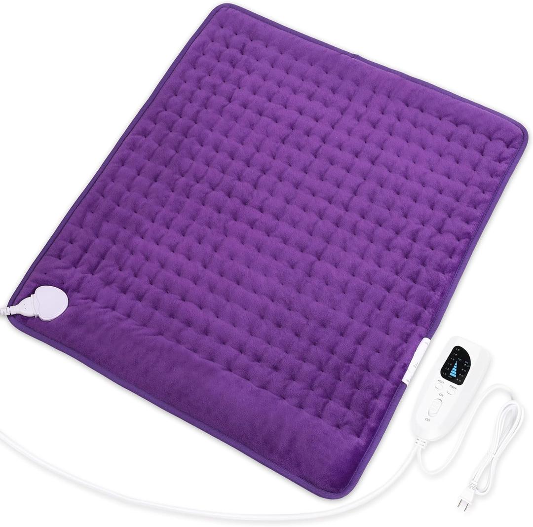 Deepsoon Heating Pad,Electric Heating Pads for Back,Neck,Abdomen,Moist Heating Pad for Shoulder,Knee,Arms,Legs,Dry/Moist Heat & Auto Shut Off,Christmas Gifts for Men and Women,Dark Purple,24x20 Inch