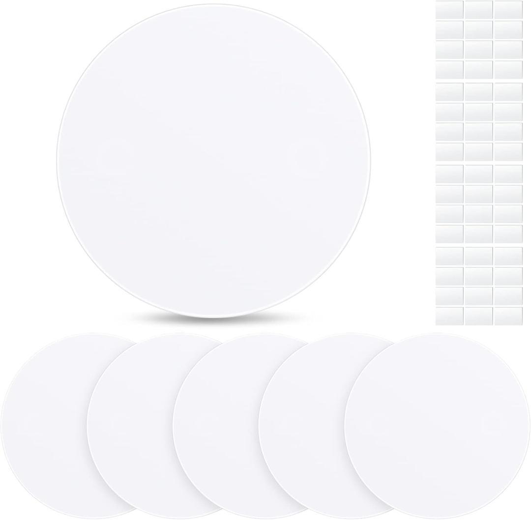 Sosation 6 Pcs Ceiling Cover Plate Wall Hole Cover Plastic Flat Blank Plate with 48 Pcs Double Faced Adhesive Tape for Ceilings or Wall (8 Inch)