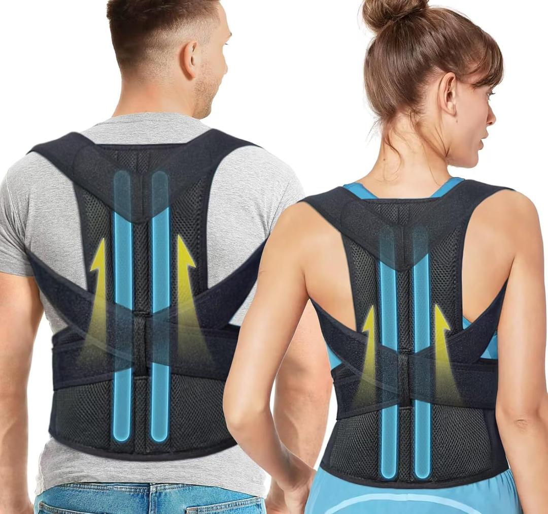 Fitsupport Back Brace Posture Corrector for Women and Men Back Lumbar Support Shoulder Posture Support for Improve Posture Provide and Back Pain Relief XLarge (Pack of 1) (Black)