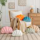 Shell Pillow, Shell Shaped Decorative Throw Pillows with Velet for Couch Bed, Cute Seashell Beachy Room Decor Aesthetic Throw Pillows for Bedroom Living Room (13 Inches, Orange)