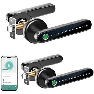 IRONZON 4 Pack Fingerprint Door Lock with Handle Smart Door Lock with Keypad for Home Hotel Office Apartment Bedroom