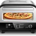 Upgraded Pizza Oven Heats up to 840F Makes 12 Inch Pizzas in 90 Seconds Countertop Electric Pizza Maker with 6 Touchscreen Presets Pizza Stone & Peel Included - Stainless Steel (845F)