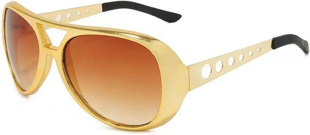50s 60s Disco Sunglasses Golden Celebrity Costume Glasses for Halloween Cosplay Dress Up