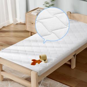 SLEEP ZONE Cot Mattress Protector, Waterproof Mattress Protector for Narrow Twin Bed - Fitted with Stretchable Pockets, Soft Breathable RV Bunk Size Mattress Pad Cover (White) (Small Single)