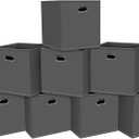Fabric Cloth Storage Bins,Fabric Cube Organizer with Dual Handles Foldable Cube Storage Baskets for Home Bedroom Storage,Set of 8,(Gray)