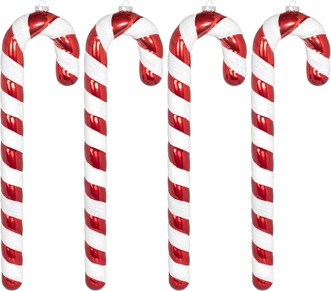KI Store 4pcs Extra Large Christmas Candy Cane Ornaments 16-Inch Red and White Christmas Decorations for Xmas Tree Garland Window Fireplace Mantel