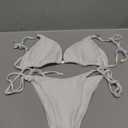 Women's Sexy Bikini Sets for Women Triangle Spaghetti Strap Thong Bathing Suits 2 Piece Textured Swimsuit Swimwear (Large, White)
