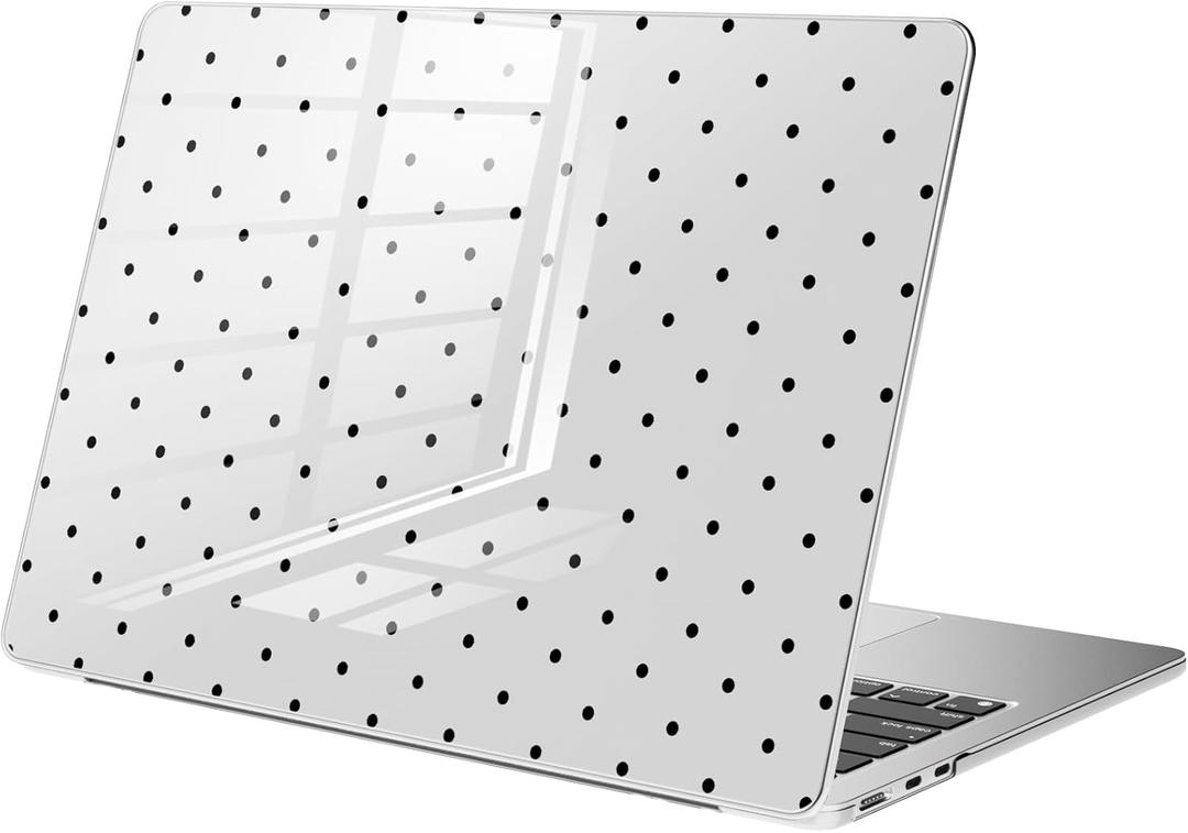 Compatible with MacBook Air 13.6 inch Case M5 M4 M3 M2 2026-2022 A3449 A3240 A3113 A2681 Release, Cute Black Polka Dot Protective Hard Shell Clear Cover for MacBook Air 13