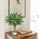 Fake Real-Touch Eucalyptus in Glass Vase with Faux Water  Realistic Faux Greenery Decor, 15.7" Tall, Artificial Eucalyptus Arrangement for Home, Farmhouse, Kitchen, Bathroom, Office