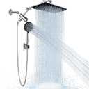 Veken Wide Rain Shower Head with 6 Modes Handheld Water Spray,High Pressure Showerhead Combo with Arm for Bathroom Accessories,Home Decor Detachable Dual Shower with Anti-Clog Nozzles,Silver Chrome (Standard Flow(2.5GPM))