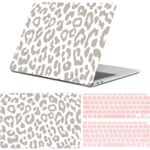 Compatible with MacBook Air 13 inch Case,2020 2019 2018 Release,(A2337 M1 A2179 A1932),with Touch ID and 2 Pack Keyboard Protectors,Laptop Plastic Hard ShellGrey Leopard Cheetah Pattern