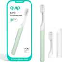 Quip Sonic Electric Toothbrush for Adults - Time Travel & Soft Bristles with Travel Case & Replacement Brush Head - 3 Month Battery Life, Plastic Handle - Sage Green