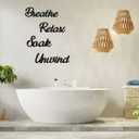 Jetec 4 Pcs Relax Soak Unwind Breathe Wooden Sign Aesthetic Bathroom Quotes Decor for Shower Toilet Cursive Wall Plaques Set Spa & Dressing Room Inspirational Art(Words,Black)
