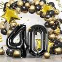 Number 40 Balloon Black Birthday Number Balloons, 40 Inch Large Foil Balloons for Men Women Boys Girs Black Themed Birthday Decorations