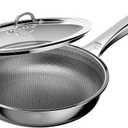 10 Inch Hybrid Nonstick Frying Pan, Stainless Steel Pan Non Stick Skillet, PFOA Free Cookware, Non Toxic Chef's Pan, Compatible with Electric, Gas and Induction, with Lid