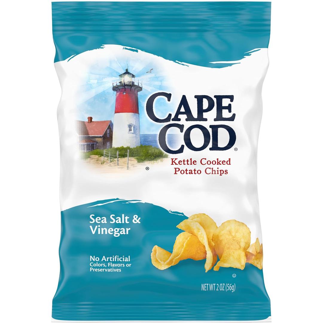 Cape Cod Potato Chips, Sea Salt and Vinegar Kettle Chips, 2 Oz (Pack of 6) BB 7/11/26