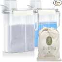 BellEst 2 Pack 101 oz Plastic Detergent Dispenser , Laundry Detergent Dispenser with Handle for Better Grip , Laundry Soap Dispenser with 6 Pieces of Dryer Wool Balls Included.