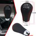 VBT Universal 5-Speed Leather Shift Knob with Boot Cover in Black - Fits Most Manual Transmission Cars (3.63" L x 1.86" W x 1.12" H)