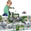 deAO Military Base Set, Army Men Playset with Military Vehicle,Weapon Gear Accessories,Vehicles Accessories and Play Map ,Great Army Toys for 3 4 5 Year Old Boys Girls Kids