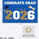Graduation Decorations 2026 Large Outdoor Banner - Blue Gold - Waterproof 47x67" Class of 2026 Porch Sign for High School College Graduates Party Supplies