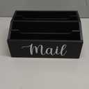 DRASTAR Mail Organizer Countertop, Mail Holder with 4 Slots, Wood Mail Sorter, Bill Organizer for Desk, Mail Storage Organizer for Home Office (Black)