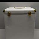 CroBlissful Large Vinyl Record Storage Case, 13 x 13 x 13 Inch for 100+ Single Records, Retro Lp Album Collection Display Box, PU Leather Water Resistant for 7/10/12 Inch Album Collection(White)