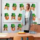 2 x 50Pcs St. Patrick's Day DIY Cutouts, March Leprechaun Hat and Beard Paper Cutting Green Irish Bulletin Board Decor with DIY Photo Space for Classroom Party Wall Decor