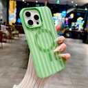 for iPhone 14 Pro Case Magnetic, Compatible with MagSafe, Translucent Matte Shockproof Protection Cover, Cute Striped Design Phone Case for Women Girls Men 6.1" - Green