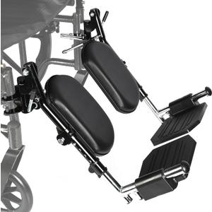 Universal Wheelchair Footrest with Comfort Foam Cushion - Adjustable Lift & Extendable Anti-Slip Foot Plate, Foldable Quick Release for Transport Chairs (Black 1 Pair) LK3JELR T94 Models Compatible