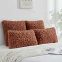FUTEI Pack of 2 Decorative Throw Pillow Covers 20x20 Inch,Soft Fluffy Faux Wool Fur Boucle Textured Cushion Case,Modern Home Decor for Couch Bed Living Room Office,Rust