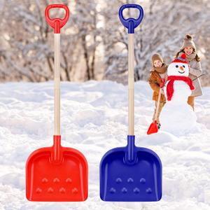 Kids Snow Shovel 30" Detachable Kids Digging Snow Shovel with Plastic Scoop & Wood Handle Portable Kids Shovels for Outdoor Yard Garden Activities Driveways Snow (1 pc Blue+1 pc red)
