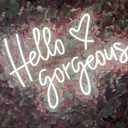 Hello Gorgeous Neon Sign,LED White Neon Hello Sign Decorative Art Lamp with Dimmable Switch Suitable for Home Wedding Birthday Backdrop Party,17x10In,Usb Powered(White Hello Gorgeous)
