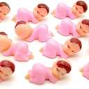 Mini Plastic Babies for Party Favor Decor Party Decorations Baby Shower Party Game Ice Cube Game (1" 60pcs, Pink)